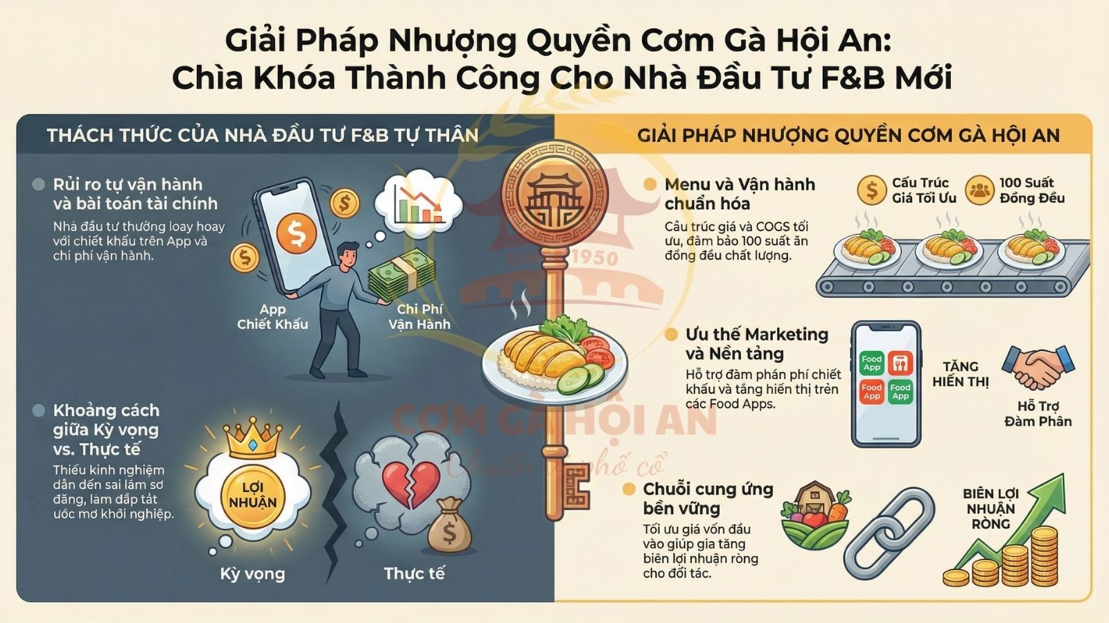 Giải pháp bền vững cho nhà đầu tư F&B mới cùng "Nhượng quyền cơm gà Hội An".