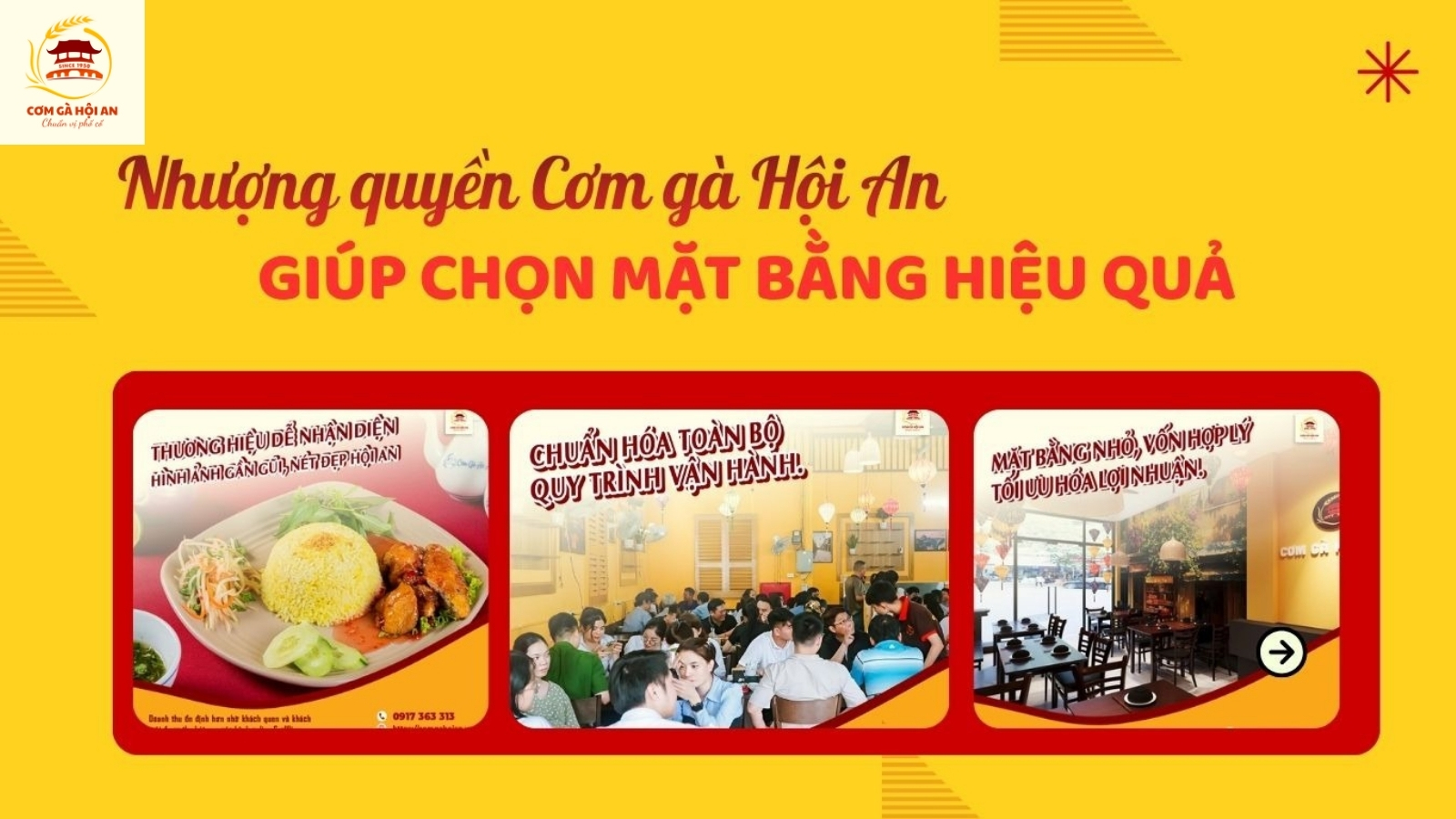 Nhượng quyền Cơm gà Hội An giúp chọn mặt bằng hiệu quả